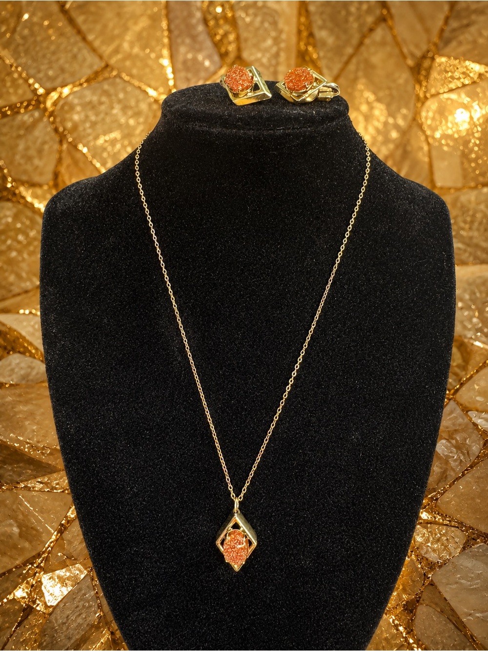12k Gold filled necklace&pedant With Clip On earrings